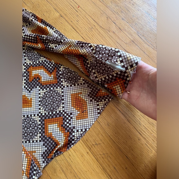 70s Vintage Funky Geometric Mosaic Print Blouse - Picture 4 of 8